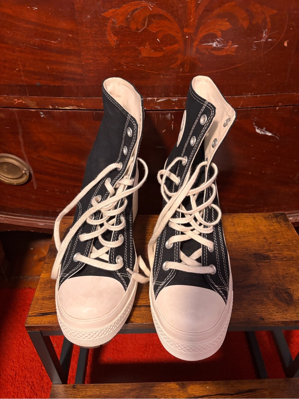 Converse Black and White Platform High-Top Sneakers - Picture 5 of 5